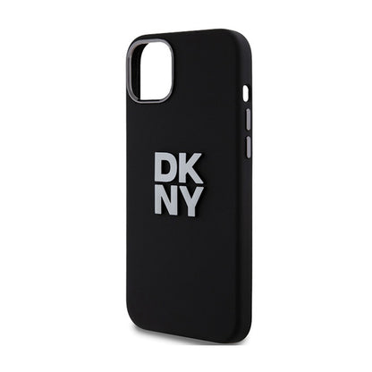 DKNY Liquid Silicone Metal Logo - dėklas iPhone 15 / 14 / 13 (juodas)