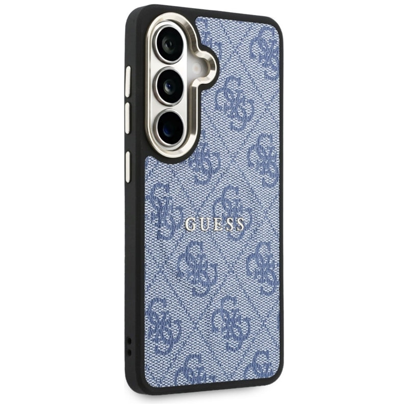 Guess 4G reljefinio žiedo MagSafe dėklas - Samsung Galaxy S26 (Mėlynas)