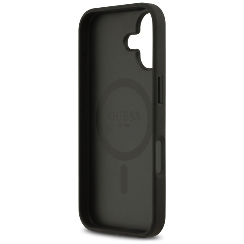 Guess 4G Circle Classic Logo MagSafe dėklas – iPhone 17 (juodas)