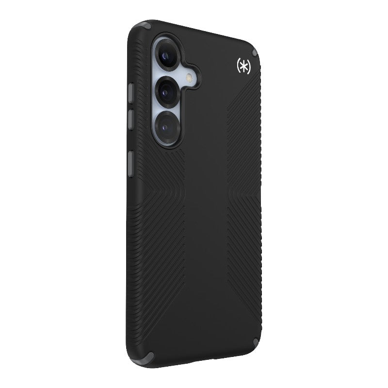 Speck Presidio2 Grip – Samsung Galaxy S25 / S24 dėklas (juodas/skalūno pilkumo/baltas)
