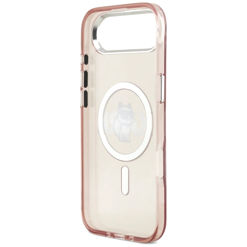 Dėklas iPhone Air (rožinis) su Karl Lagerfeld IML Choupette pieštuku ir MagSafe logotipu