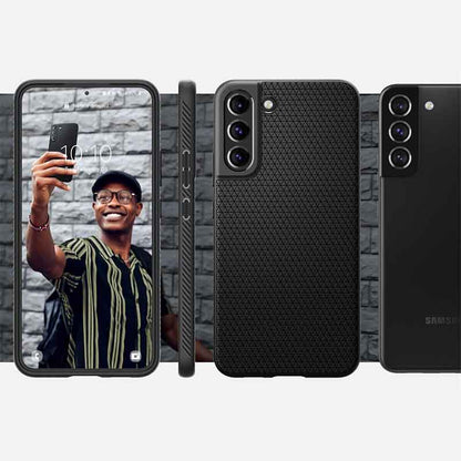 Spigen Liquid Air – dėklas, skirtas „Samsung Galaxy S22“ (juodas)