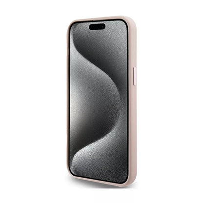 Karl Lagerfeld Silikoninis Choupette Metal Pin dėklas iPhone 15 Pro Max (rožinis)