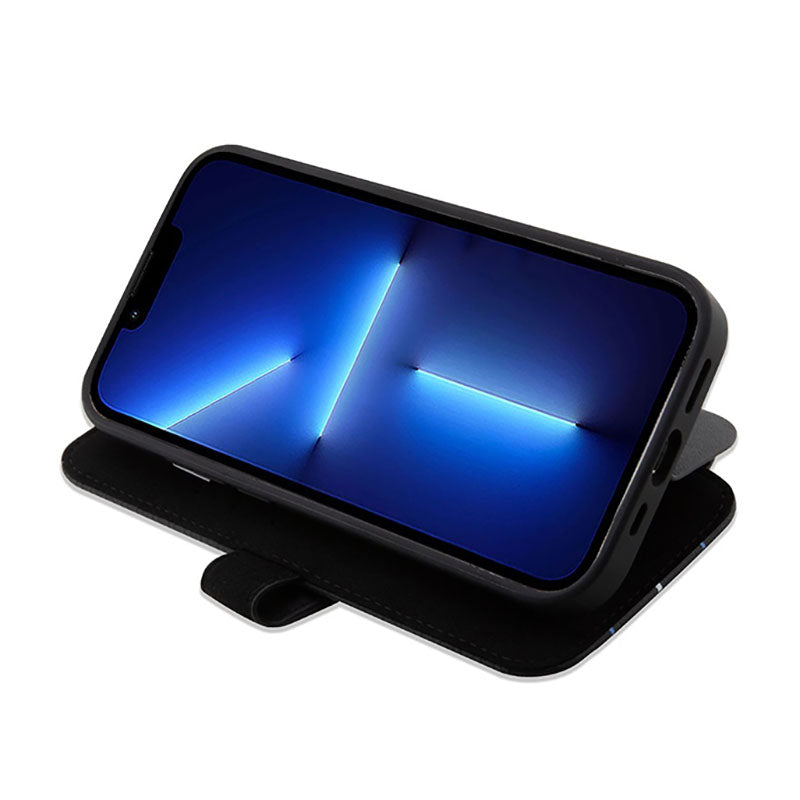 BMW Booktype Leather Stamp Blue Lines – dėklas, skirtas iPhone 14 Pro Max (juodas)