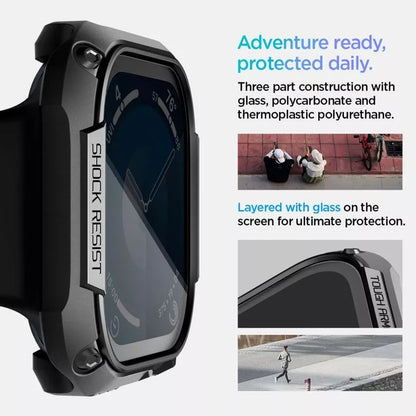 Spigen Tough Armor – dėklas skirtas Apple Watch 10 46 mm (Juodas)