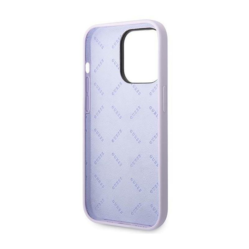 Guess Silicone Vintage - dėklas, skirtas „iPhone 14 Pro“ (violetinis)