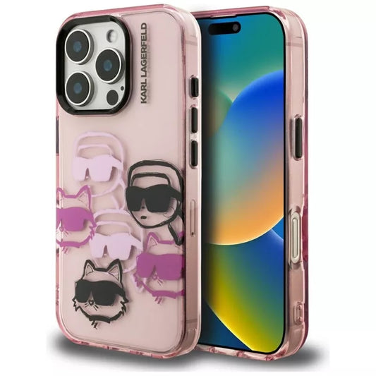 Karl Lagerfeld IML Multi K&C Galvų Raštas - Dėklas, skirtas iPhone 16 Pro (rožinė)