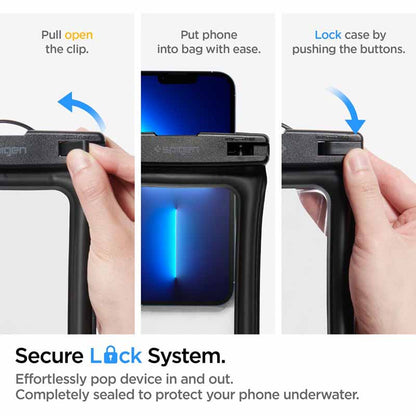 Spigen A610 universalus vandeniui atsparus plūduriuojantis dėklas – dėklas išmaniesiems telefonams iki 6,9 colio (juodas)