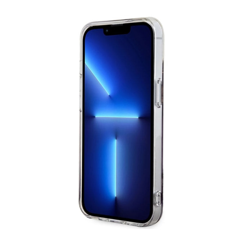 Guess Golden Marble MagSafe – Dėklas, skirtas „iPhone 14“ (Violetinis)