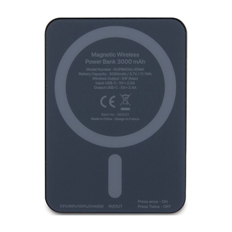 Guess Metal Script Logo MagSafe - 3 000 mAh 5W MagSafe indukcinis maitinimo blokas (juodas)