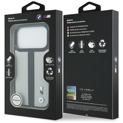 BMW M perforuota juostelės logotipas MagSafe - iPhone 17 Pro dėklas (pilkas)