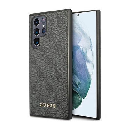 Guess 4G Metal Logo – dėklas, skirtas Samsung Galaxy S23 Ultra (pilkas)