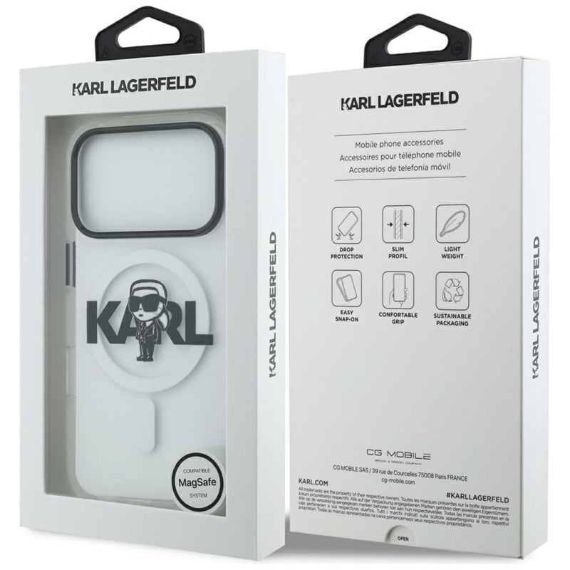 Karl Lagerfeld IML Karl Sketch Logo MagSafe dėklas iPhone 17 Pro (Skaidrus)
