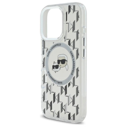 Karl Lagerfeld IML Monogram Karl & Choupette Head MagSafe – dėklas iPhone 16 Pro (skaidrus)