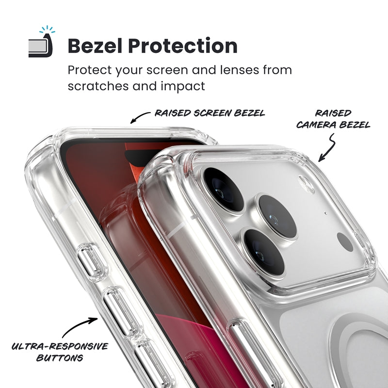 Speck Presidio Perfect Clear MagSafe dėklas – iPhone 17 Pro Max dėklas (skaidrus / sidabrinis)