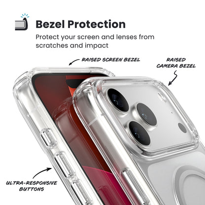 Speck Presidio Perfect Clear MagSafe dėklas – iPhone 17 Pro Max dėklas (skaidrus / sidabrinis)