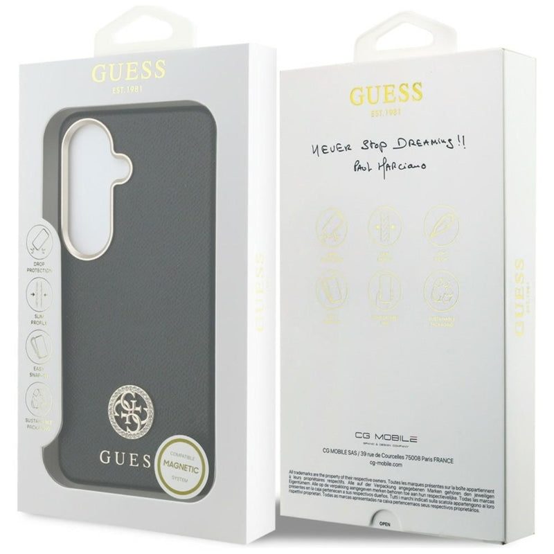 Guess deimantas apvalus logotipas MagSafe dėklas Samsung Galaxy S26 (juodas)