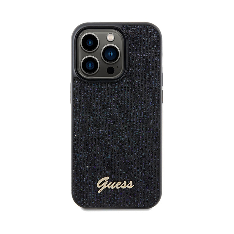 Guess Disco Metal Script - iPhone 14 Pro dėklas (juodas)