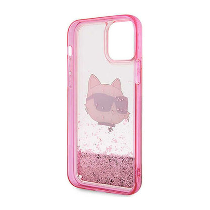 Karl Lagerfeld Liquid Glitter NFT Choupette Head – dėklas iPhone 12 / iPhone 12 Pro (rožinis)