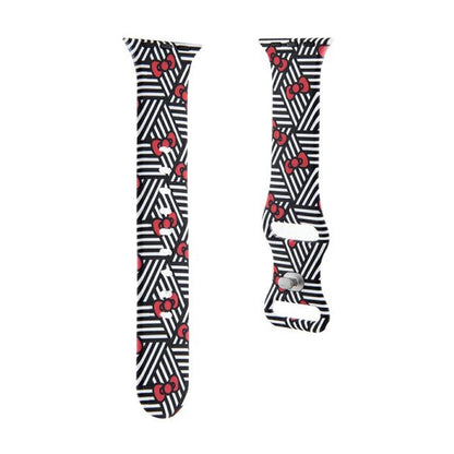 Hello Kitty Silikoninis dirželis „Bows & Stripes“ – Apple Watch 38/40/41 mm (juodas)