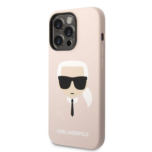Karl Lagerfeld Silicone Ikonik Karl's Head MagSafe – dėklas, skirtas iPhone 14 Pro (rožinis)