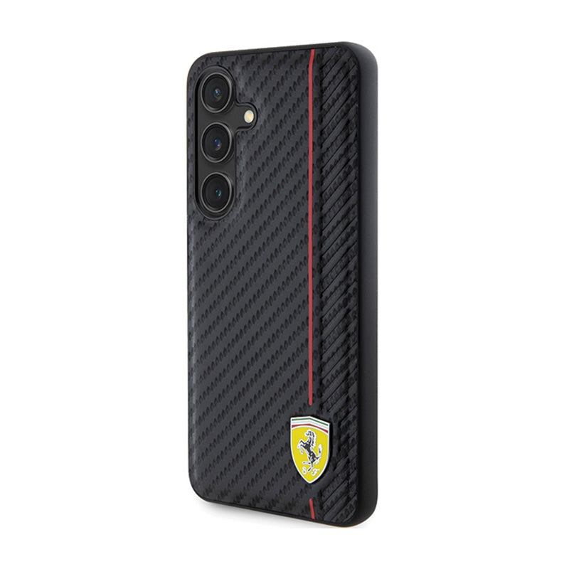 Ferrari Carbon Printed Line – dėklas, skirtas „Samsung Galaxy S24“ (juodas)