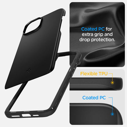 Spigen Thin Fit – dėklas iPhone 15 Plus (juodas)