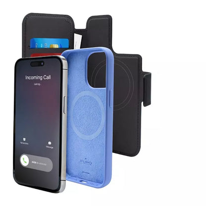 PURO Folio MagSafe dėklas – dėklas „2in1“ skirtas „iPhone 14 Pro Max“ / „13 Pro Max“ (juodas)