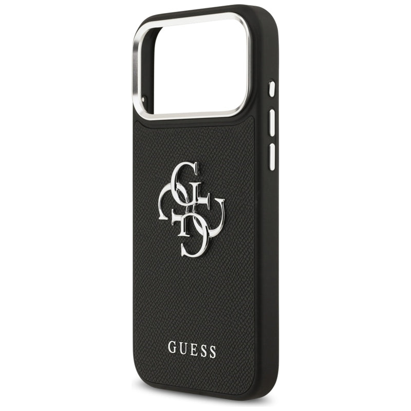 Guess Grained Big 4G Classic Logo dėklas iPhone 17 Pro Max (juodas)