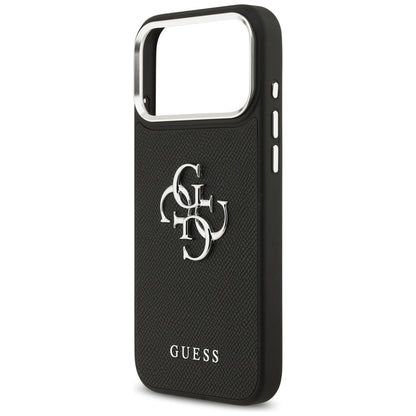 Guess Grained Big 4G Classic Logo dėklas iPhone 17 Pro Max (juodas)