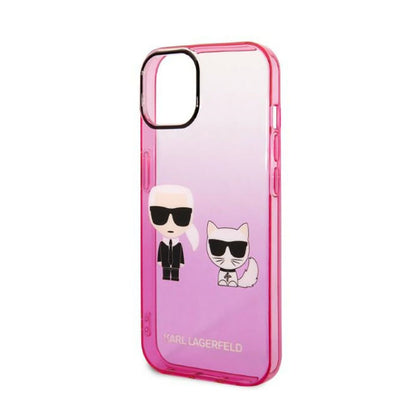 Karl Lagerfeld Gradient Ikonik Karl & Choupette – dėklas, skirtas iPhone 14 Plus (rožinis)