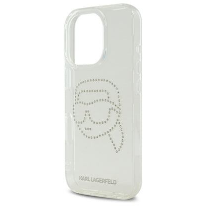 Karl Lagerfeld IML Rhinestones Karl Head – dėklas, skirtas iPhone 16 Pro Max (skaidrus)