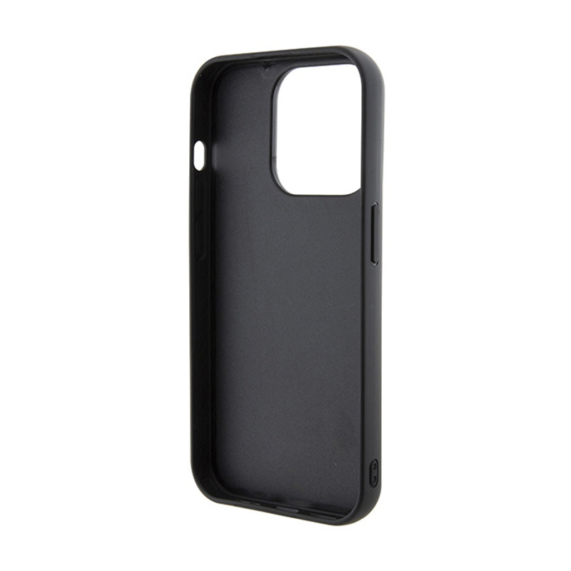 Karl Lagerfeld Gripstand Saffiano Karl & Choupette Pins - iPhone 14 Pro dėklas (juodas)