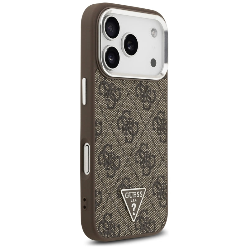 Guess 4G Triangle Logo MagSafe dėklas iPhone 17 Pro (rudas)
