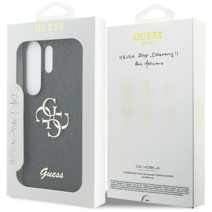 Guess Fixed Glitter Big 4G Metal Logo dėklas - Samsung Galaxy S26 Ultra (Juodas)