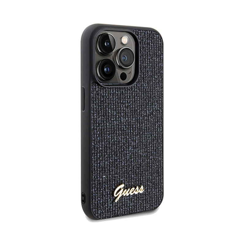 Guess Disco Metal Script - iPhone 14 Pro dėklas (juodas)