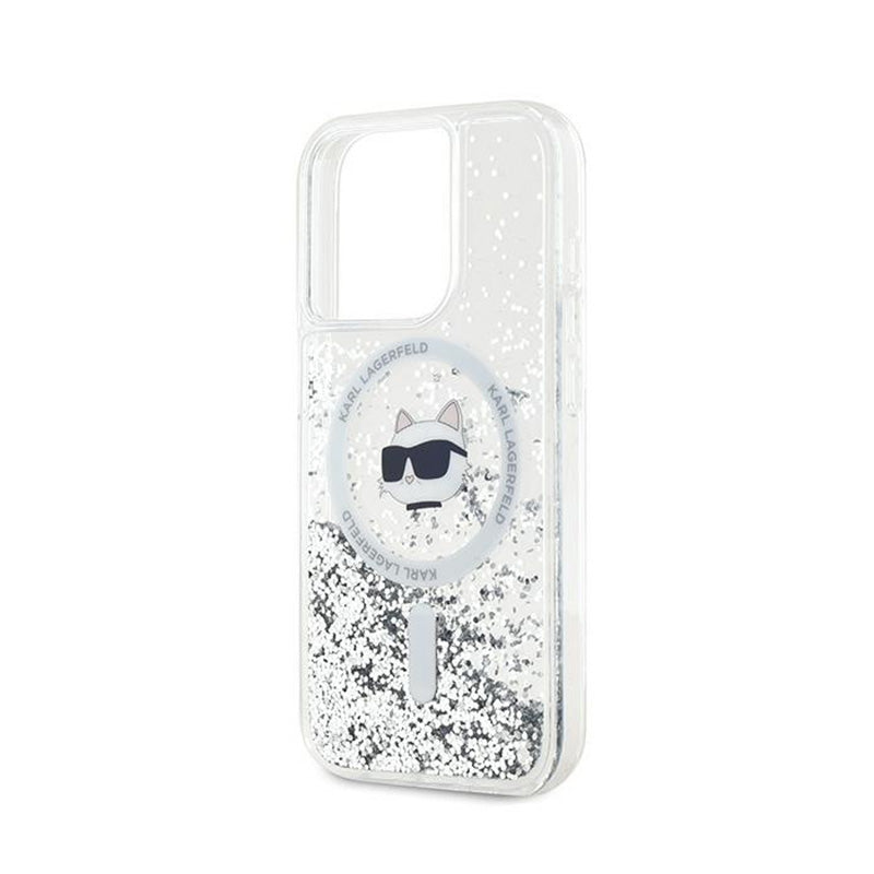 Karl Lagerfeld Liquid Glitter Choupette Head MagSafe – iPhone 13 Pro Max dėklas (skaidrus)