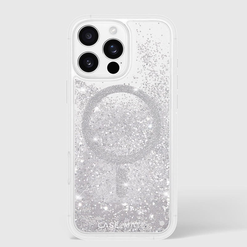 Case-Mate Waterfall MagSafe – Dėklas skirtas iPhone 16 Pro Max (Sidabrinis)