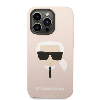 Karl Lagerfeld Silicone Ikonik Karl's Head MagSafe – dėklas, skirtas iPhone 14 Pro (rožinis)