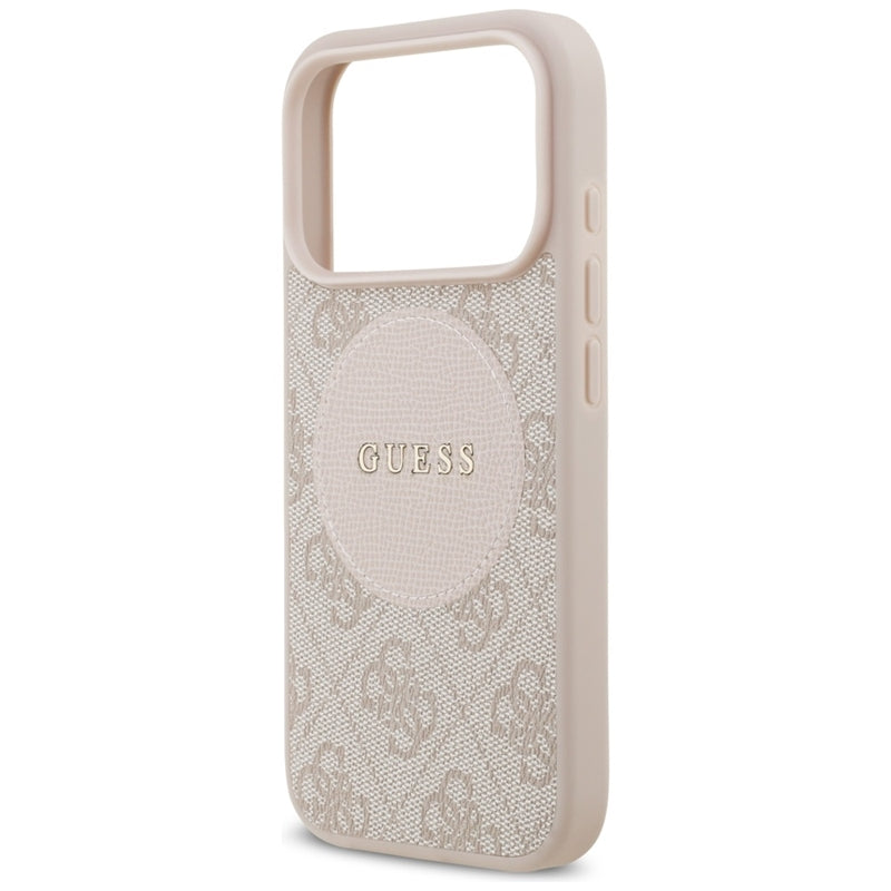Guess 4G Circle Classic Logo MagSafe dėklas iPhone 17 Pro (rožinis)