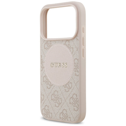 Guess 4G Circle Classic Logo MagSafe dėklas iPhone 17 Pro (rožinis)