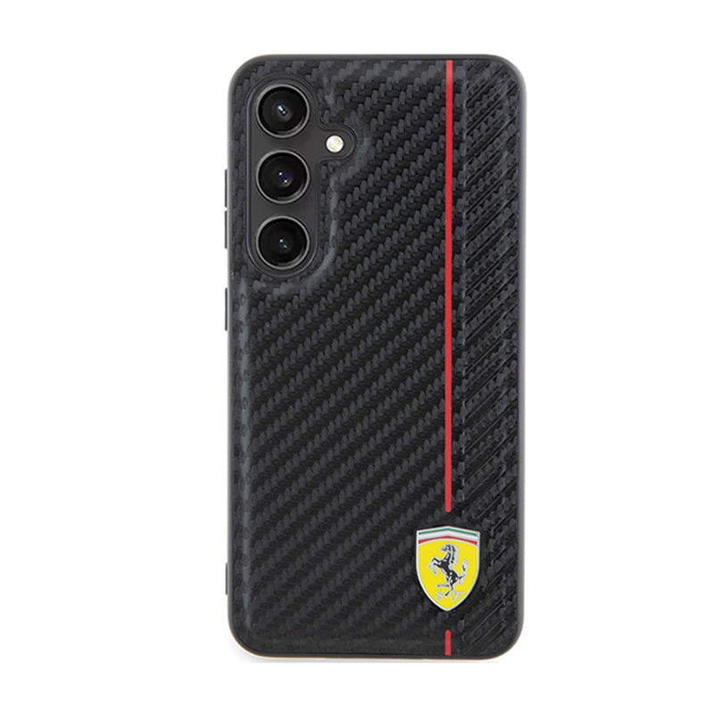 Ferrari Carbon Printed Line – dėklas, skirtas „Samsung Galaxy S24“ (juodas)