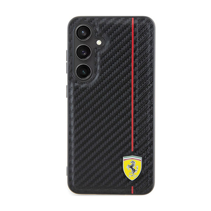 Ferrari Carbon Printed Line – dėklas, skirtas „Samsung Galaxy S24“ (juodas)