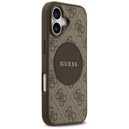 Guess 4G Circle Classic Logo MagSafe – dėklas iPhone 17 (rudas)