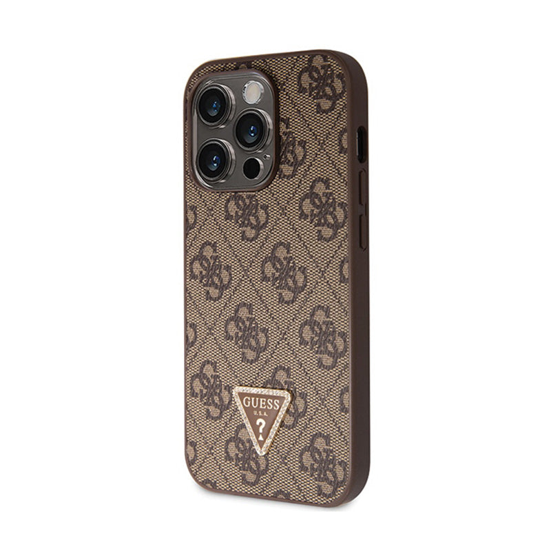 Guess Rankinė 4G Metal Logo - iPhone 15 Pro dėklas (ruda)