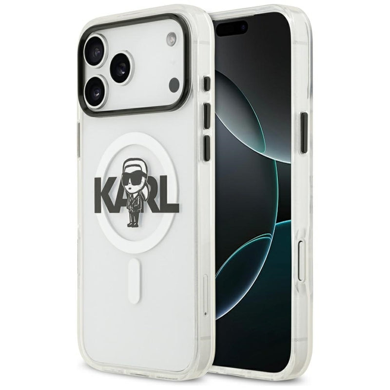 Karl Lagerfeld IML Karl Sketch Logo MagSafe dėklas iPhone 17 Pro Max (Skaidrus)