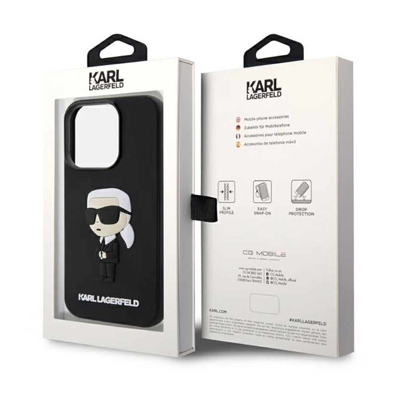 Karl Lagerfeld 3D Rubber NFT Ikonik – dėklas iPhone 14 Pro (juodas)