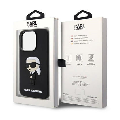 Karl Lagerfeld 3D Rubber NFT Ikonik – dėklas iPhone 14 Pro (juodas)