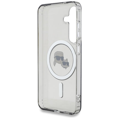 Karl Lagerfeld Mygtukas Su Karl & Choupette Galvų Atspaudu Logotipas MagSafe - Dėklas Samsung Galaxy S25+ (Juodas)