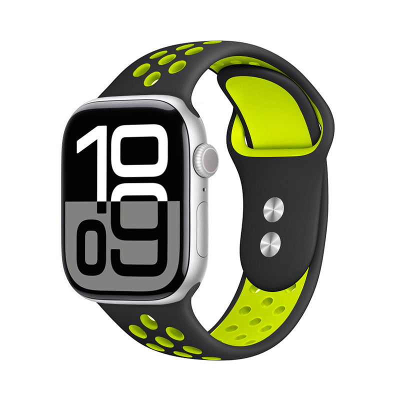 "Crong Duo Sport" - dirželis "Apple Watch" 38/40/41/42 mm (juodas/laimas)